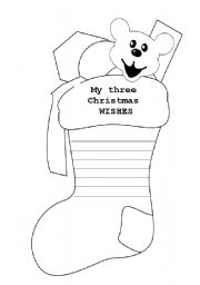 English Worksheet: Christmas Wishes Stocking