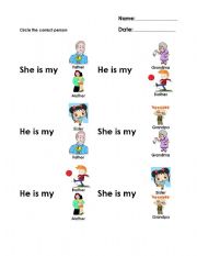 He is / She is worksheet