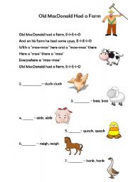 English Worksheet: Old Mc Donald had a farm