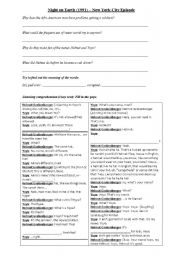 English Worksheet: Night on Earth - New York City Episode (Jim Jarmusch)