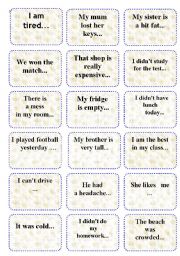 English Worksheet: Linking words - so, because.Cards.