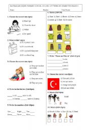 English Worksheet: 4th Grade 1st Term 2nd Exam