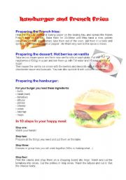 English Worksheet: burgers and French fries