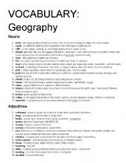 English Worksheet: Vocabulary definitions: Weather and Geography