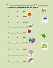 English Worksheet: This/That - A/An