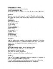 English Worksheet: Alliterations 