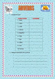 English Worksheet: Adverbs