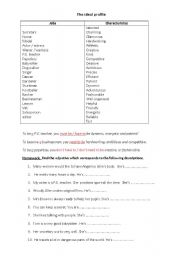 English worksheet: The Ideal Profile