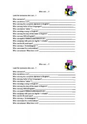 English worksheet: Who can?