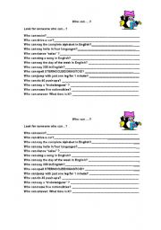 English Worksheet: Who can?