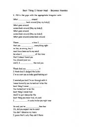 English worksheet: Best Thing I Never Had - Beyonce Knowles