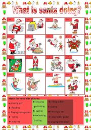 English Worksheet: What is santa doing?