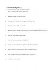 English Worksheet: Flowers for Algernon