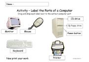 English Worksheet: Parts of the computer