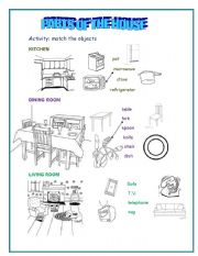 English Worksheet: PARTS OF THE HOUSE