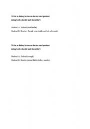 English Worksheet: cue cards for should