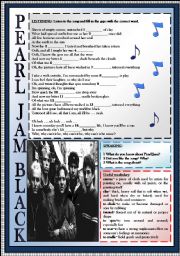 English Worksheet: Pearl Jam Black-Listening activity-Key included!