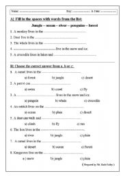 English Worksheet: Animal Homes