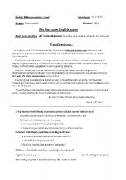 English Worksheet: first term exam (Ethics in business)secondary eduction