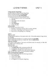 English Worksheet: living things