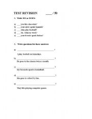 English Worksheet: TEST REVISION
