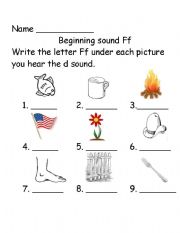 English Worksheet: Beginning sound Ff 