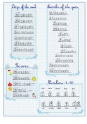 Week, seasons,months and numbers