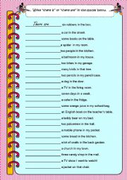 English Worksheet: There is / There are