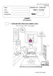 English Worksheet: Listening Test 2 _Semster Exam 