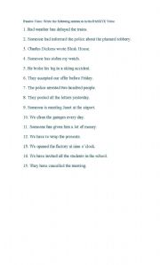 English Worksheet: Passive Voice