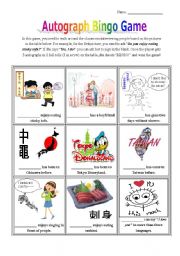 English Worksheet: Autograph Bingo Game