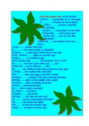 English Worksheet: was-were