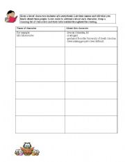 English worksheet: Character chart