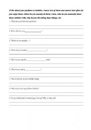 English worksheet: Hobbies