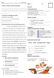 English Worksheet: monthly test