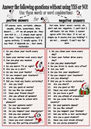 English Worksheet: SPEAKING A LOT. Answer the general questions, do not use YES and NO. 