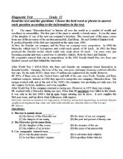 English Worksheet: reading comprehension & variety of grammar