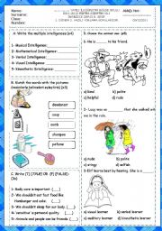 English Worksheet: 8th grade 1st term 2nd exam 