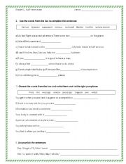 English worksheet: half term test in grade 6