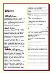 English Worksheet: Volunteers