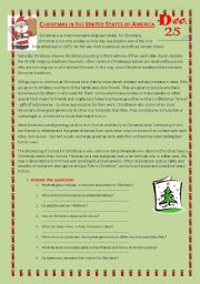 English Worksheet: Christmas in the United States of America