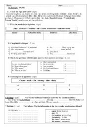 English Worksheet: diagnostic test for first year