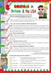 English Worksheet: Christmas in  Britain  and  in  the  USA