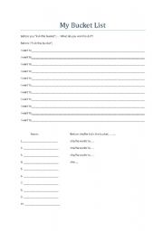 English worksheet: My Bucket List