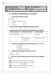 English Worksheet: EXAM 9TH FORM (TUNISI)