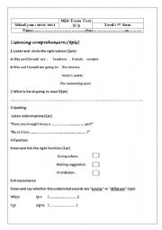 English Worksheet: test 7th form