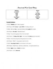 English worksheet: American West Coast Slang