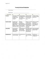 English Worksheet: Podcast Evaluation Rubric