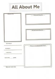 English Worksheet: All About Me Profile