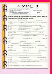 English Worksheet: if clause type 1 worksheet